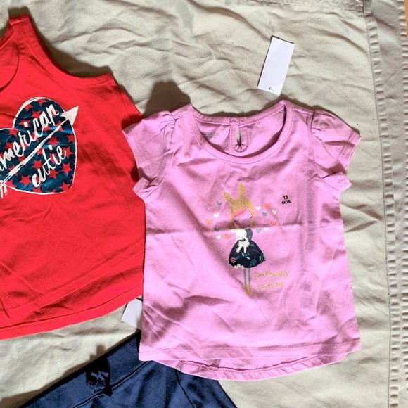 GIRLS - 5pc lot sz 18m NWT TOUGHSKINS tank top short sleeve shirts, skort shorts - Picture 5 of 6
